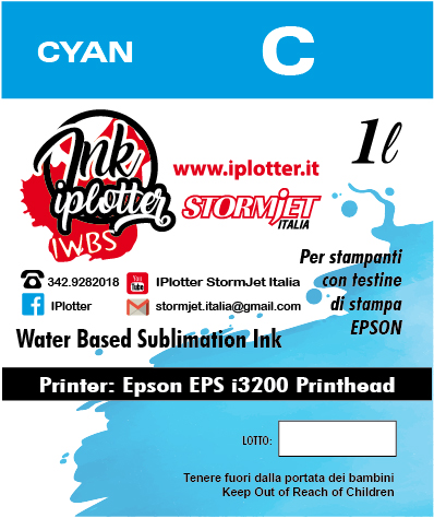 Inchiostro sublimatico Cyano per testine di stampa Epson